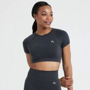 Oner Active Women's Black Short Sleeve Gym Crop Top - Size XS
